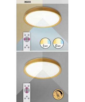 RABALUX 3500 Sherwood stropné svietidlo LED D490mm 50W/4000lm 3000-6500K imitácia dreva, biela, stmievateľné, diaľkový ovládač