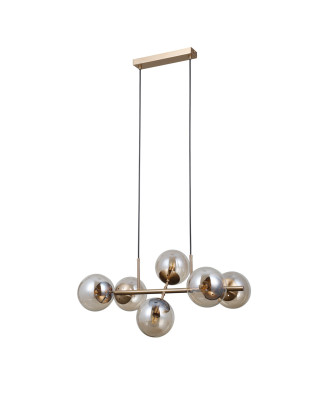 Italux Molite PND-1098-6-HB závesné svietidlo 6xE14, zlatá,jantár