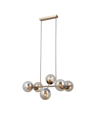 Italux Molite PND-1098-6-HB závesné svietidlo 6xE14, zlatá,jantár