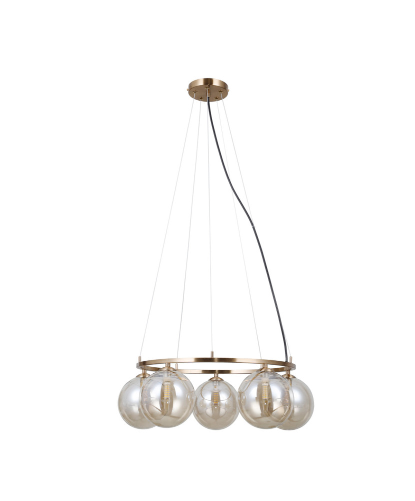 Italux Molite PND-1098-5R-HB závesné svietidlo 5xG9 zlatá,jantár