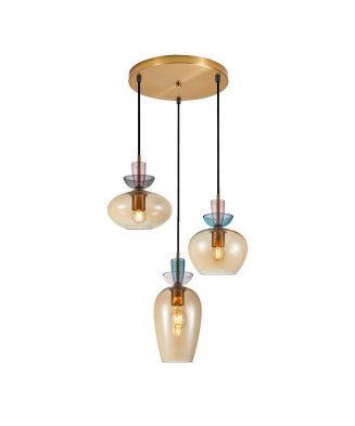 Závesné svietidlo Italux Fanda PND-31882-3A-GD-AMB 3xE27 40W