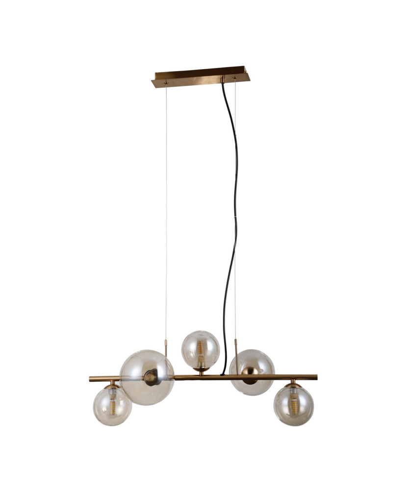 Závesné svietidlo Italux Canello PND-406007-5-HBR mosadz medová,jantár