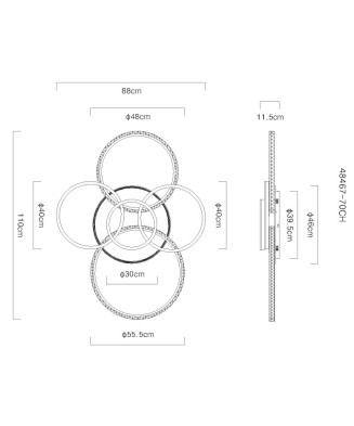 Stropné svietidlo GLOBO LORELEI 48467-70CH LED 70W
