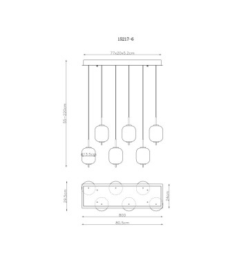 Závesné svietidlo GLOBO 15217-6 EWALD LED 40W 230V, zdroj 4650lm, výstup 2176lm, 3000K