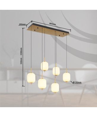 Závesné svietidlo GLOBO 15217-6 EWALD LED 40W 230V, zdroj 4650lm, výstup 2176lm, 3000K