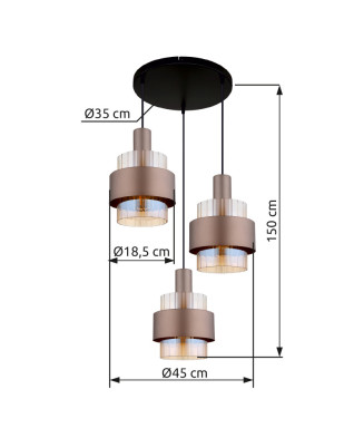 Závesné svietidlo GLOBO 15560-3HA MILLEY 3xE27, max. 60W 230V