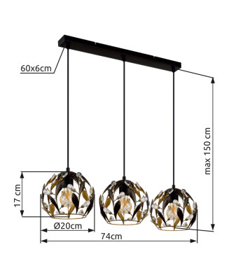 Závesné svietidlo GLOBO 15759-3H MIKA 3xE27, max. 40W 230V