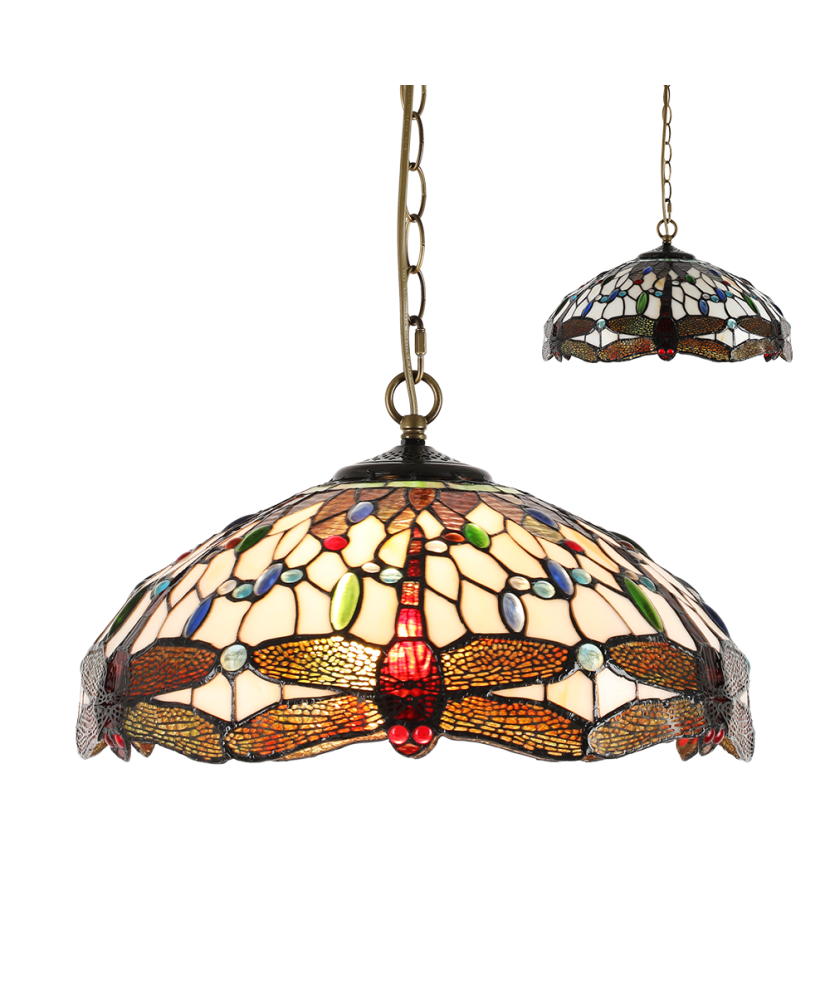 PREZENT TIFFANY 1708 závesná vitrážová lampa 2xE27/60W