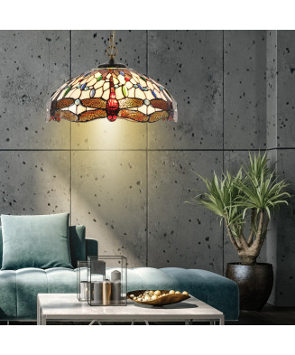 PREZENT TIFFANY 1708 závesná vitrážová lampa 2xE27/60W