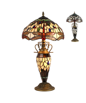 PREZENT TIFFANY 1710 stolná vitrážová lampa 2xE27/60W 1xE14/7W,