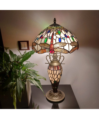 PREZENT TIFFANY 1710 stolná vitrážová lampa 2xE27/60W 1xE14/7W,