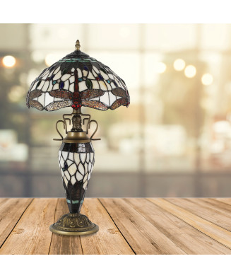 PREZENT TIFFANY 1710 stolná vitrážová lampa 2xE27/60W 1xE14/7W,