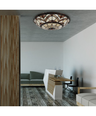 PREZENT TIFFANY 1712 stropná vitrážová lampa 3xE27/40W