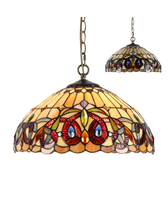 PREZENT TIFFANY 1704 závesná vitrážová lampa 2xE27/60W