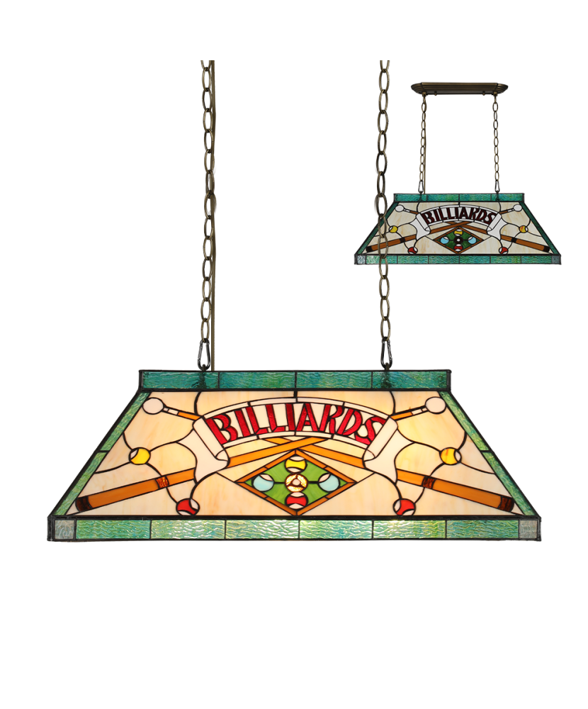 PREZENT TIFFANY BILIARD 1715, závesná vitrážová lampa 3xE27/60W