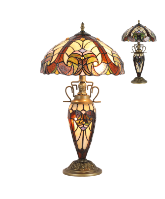 PREZENT TIFFANY 1702 stolná vitrážová lampa 2xE27/60W 1xE14/7W