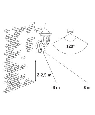 Kanlux 7837 Milano vonkajšie svietidlo so senzorom IP43