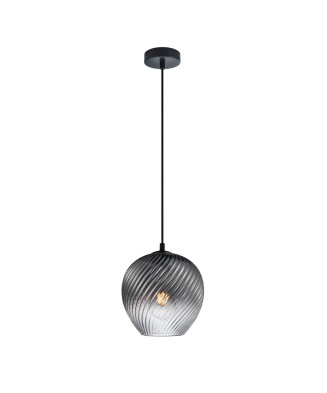 Italux Alias PND-3664-1-BK-SG závesné svietidlo E27 čierne,dymové sklo